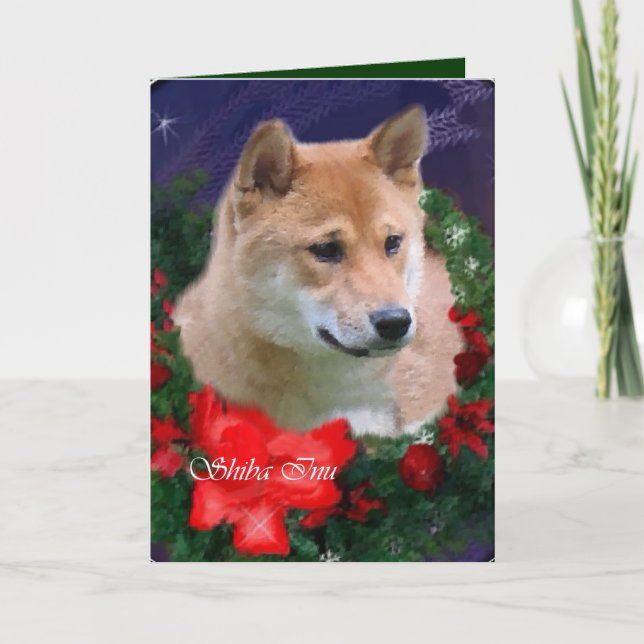 Cartão De Festividades Presentes de Natal Shiba Inu (Frente)