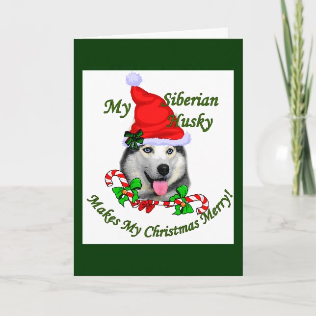 Cartão De Festividades Presentes de Natal Siberianos Husky (Frente)