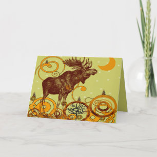Cartão De Festividades Presentes de Vintage Moose