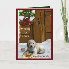 Cartão De Festividades Presentes do Natal de Goldendoodle