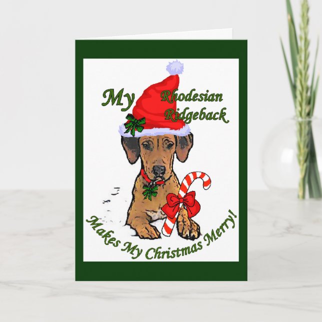 Cartão De Festividades Presentes do Natal de Rhodesian Ridgeback (Frente)