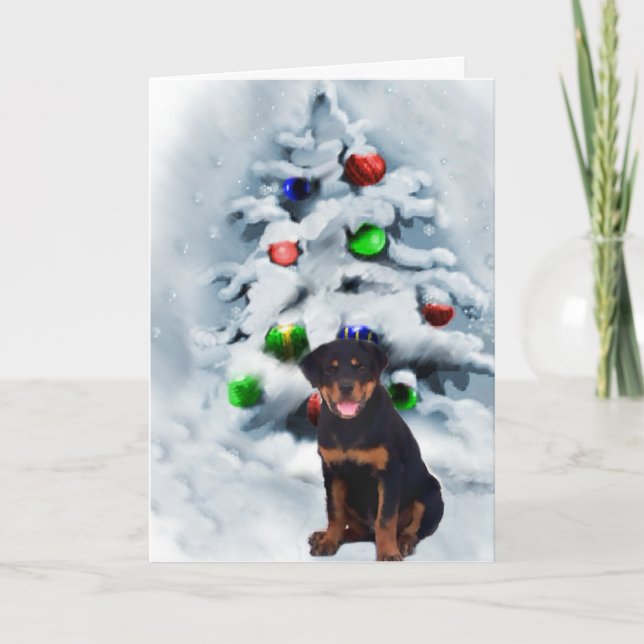 Cartão De Festividades Presentes do Natal de Rottweiler (Frente)