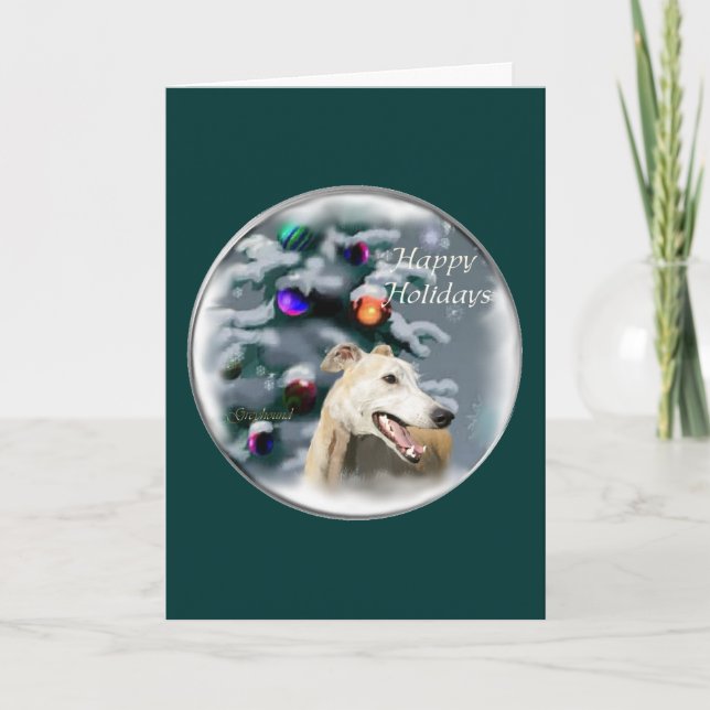 Cartão De Festividades Presentes do Natal do galgo (Frente)