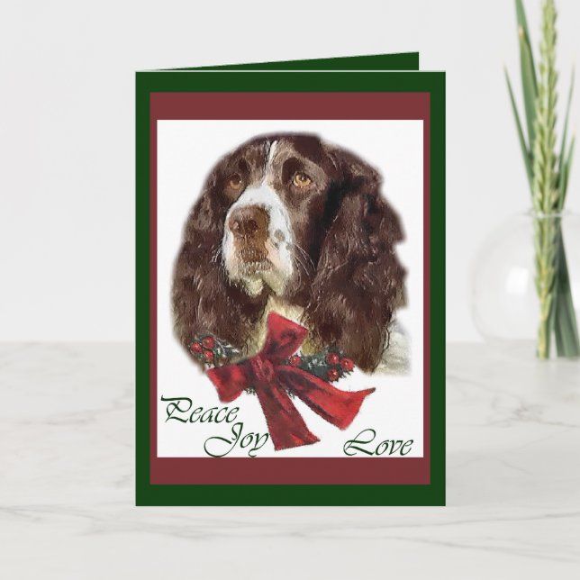 Cartão De Festividades Presentes do Natal do Spaniel de Springer inglês (Frente)