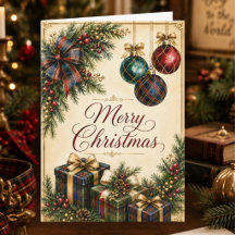 Presentes e Enfeites Xadrez Escocês Vintage Natal