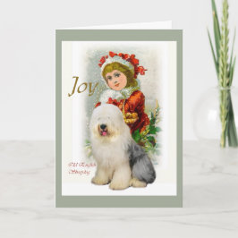 Cartão De Festividades Presentes ingleses velhos do Natal do Sheepdog