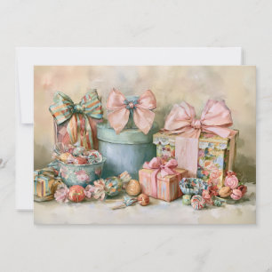 Cartão De Festividades Presentes Pastel Vintage Doces Natal