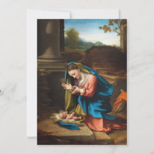 Cartão De Festividades Presépio   Cena Religiosa de Maria e Menino Jesus