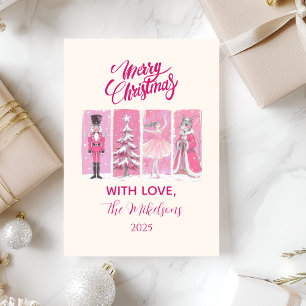 Cartão De Festividades Presépio de Nozes Rosa Natal Ballet