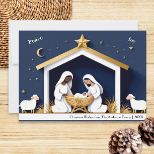 Cartão De Festividades Presépio de Papercraft Falsa Paz e Alegria Natal