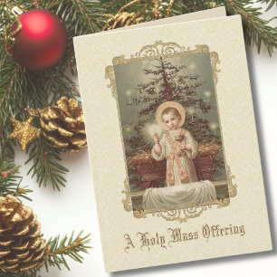 Cartão De Festividades Presépio do Menino Jesus Oferta da Missa de Natal 