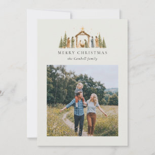 Cartão De Festividades Presépio Elegante 4 Colagem de Fotos Natal