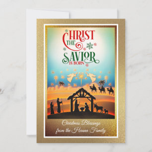 Cartão De Festividades Presépio "Feliz Natal e Ano Novo"