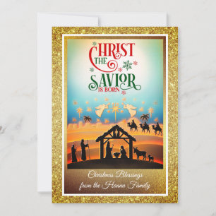 Cartão De Festividades Presépio "Feliz Natal e Ano Novo"