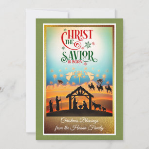 Cartão De Festividades Presépio "Feliz Natal e Ano Novo"