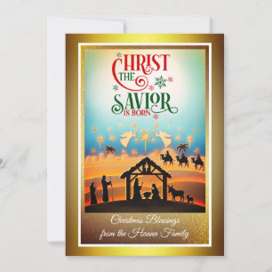 Cartão De Festividades Presépio "Feliz Natal e Ano Novo"