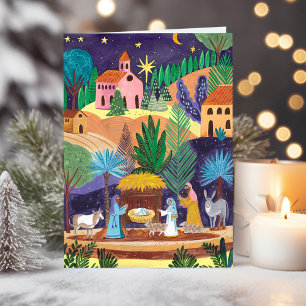 Cartão De Festividades Presépio Religioso Glória a Deus Natal