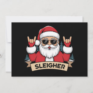 Cartão De Festividades Presépio Sleigher Papai Noel Rock Xmas Rocker 
