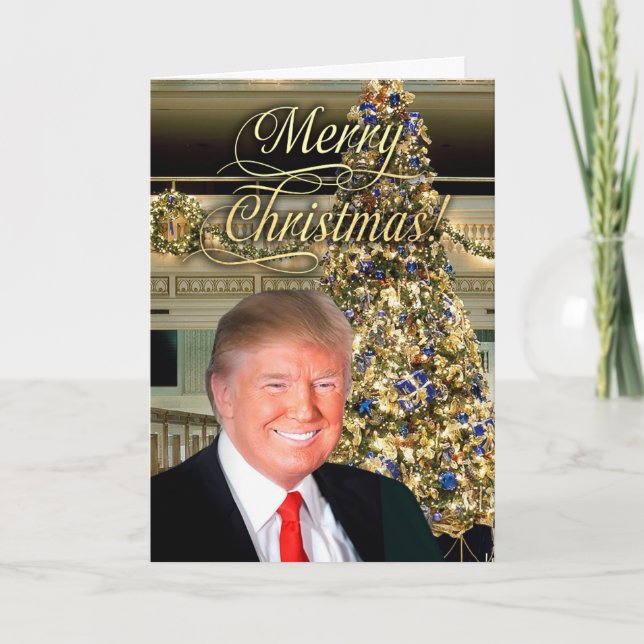Cartão De Festividades Presidente Donald Trump Feliz Saudação de Natal (Frente)