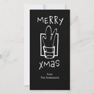 Cartão De Festividades Preto e Branco Feliz Natal