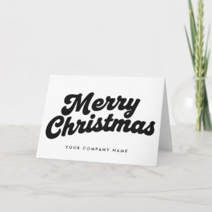 Cartão De Festividades Preto e Branco Natal Feliz Letra Retro