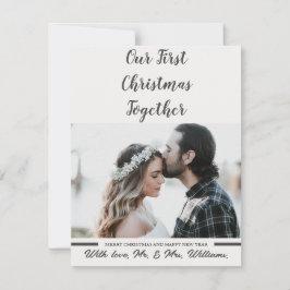 Cartão De Festividades Preto e Branco Nossa Primeira Foto de Natal Recent