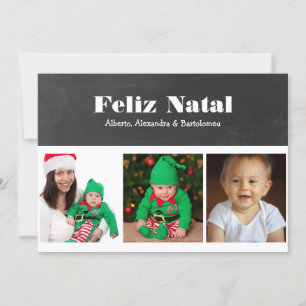 Cartão De Festividades Preto Feliz Natal e Branco Personalizado