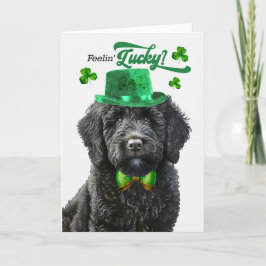 Cartão De Festividades Preto Labradoodle Sentido Dia de São Patrício Sort
