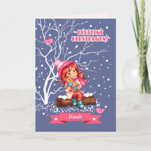 Cartão De Festividades Prettige Kerstdagen.Cartão de Natal em holandês