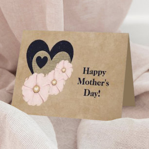 Cartão De Festividades Pretty Mother's Day Card w/Hearts & Flowers