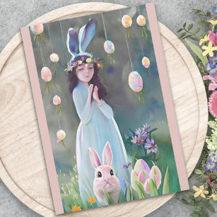 Cartão De Festividades Primavera Equinox Bunny Ears Selvagens e Ovos Paga