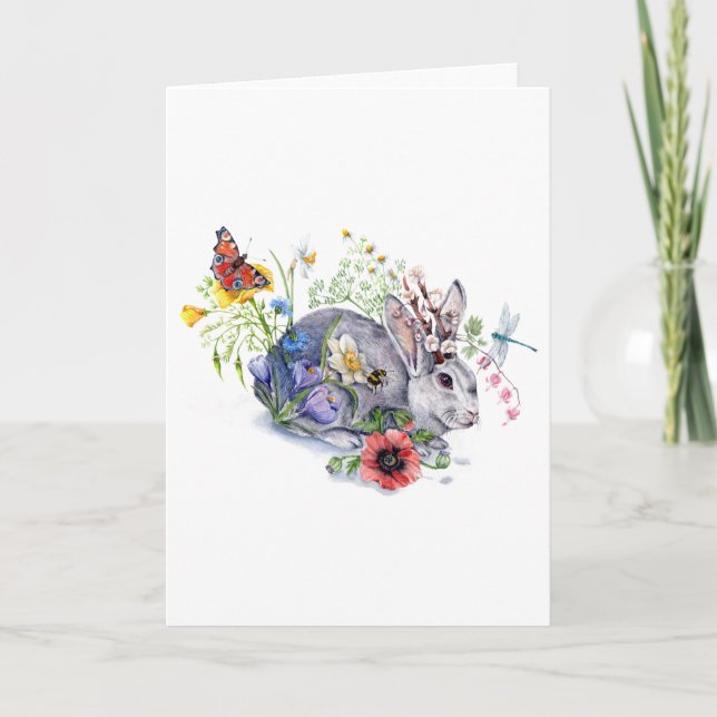 Cartão De Festividades Primavera Jackalope (Frente)