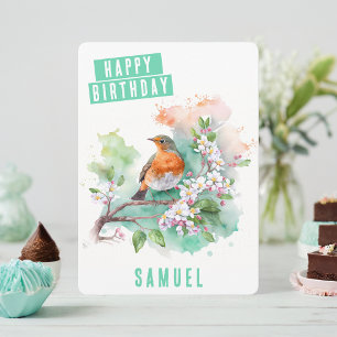 Cartão De Festividades Primavera vibes Robin Birthday Card