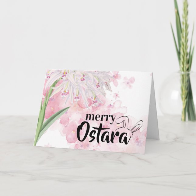 Cartão De Festividades Primavera Watercolor Orchids Ostara (Frente)