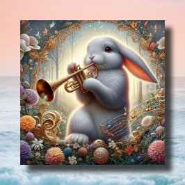 Cartão De Festividades Primavera Woodland Musical Easter Bunny Fantasy Ar