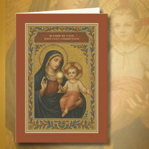 Cartão De Festividades Primeira Comunista Eucarista Mary Jesus