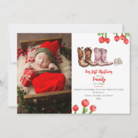 Primeira Família de Natal Foto de Três Boot Cowboy