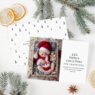 Cartão De Festividades primeira foto elegante desenhada de árvore de natr