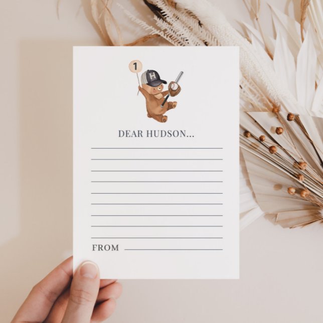 Cartão De Festividades primeiro aniversario Baseball Bear - Placa Cápsula (1st Birthday Baseball Bear - Time Capsule Card)