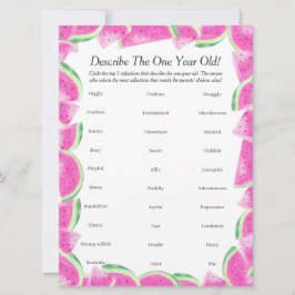 Cartão De Festividades Primeiro Aniversário Descrever um melão de um ano