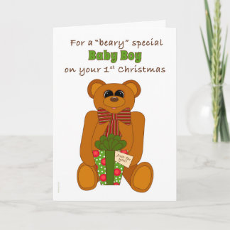 Cartão De Festividades Primeiro bebé do Special de Beary do Natal