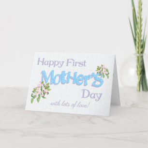 Cartão De Festividades Primeiro Dia de as mães com Placa Bonito de Flor 