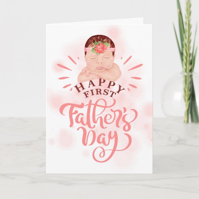 Cartão De Festividades Primeiro Dia de os pais, Pêssego e Castanho (Frente)