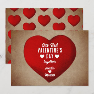 Cartão De Festividades Primeiro Dia dos Namorados Rústico Juntos Coração 