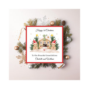 Cartão De Festividades Primeiro Natal Biscoito de Natal Homem de Neve Car