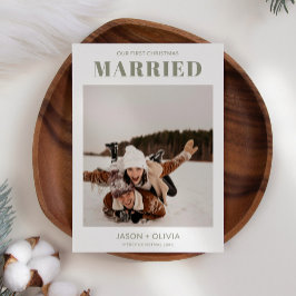 Cartão De Festividades Primeiro Natal Casado Foto de Natal Moderno