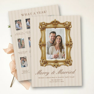 Cartão De Festividades Primeiro Natal Casado Vintage Terroso Que Ano