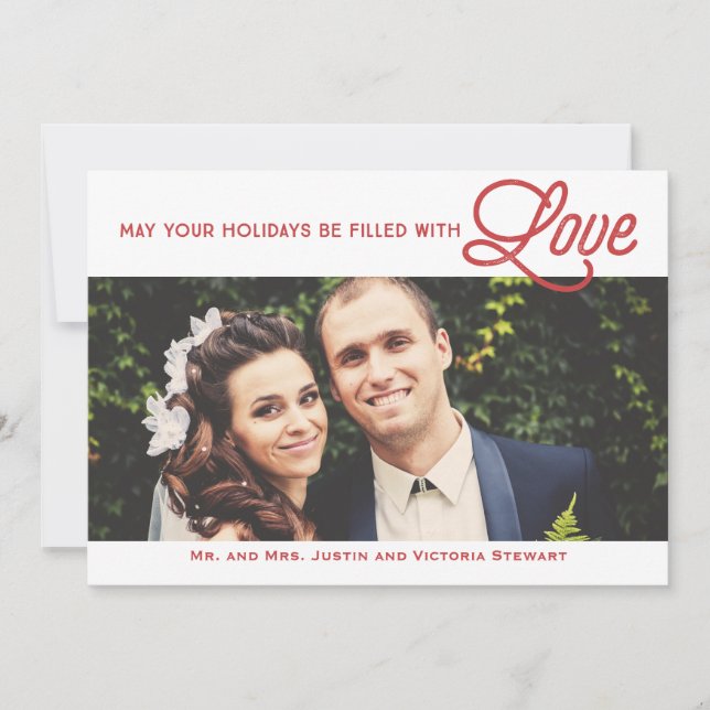 Cartão De Festividades Primeiro Natal Cheio Com Foto De Férias De Amor (Frente)