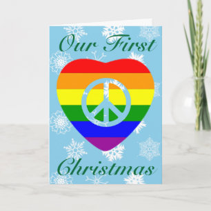 CARTÃO DE FESTIVIDADES PRIMEIRO NATAL COMO CASAL GAY CASADO