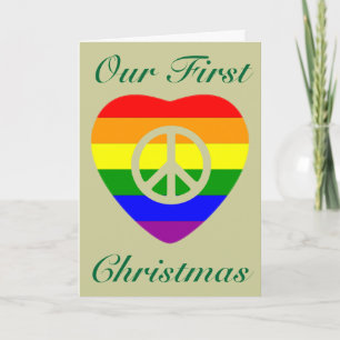 CARTÃO DE FESTIVIDADES PRIMEIRO NATAL COMO CASAL HOMOSSEXUAL CASADO